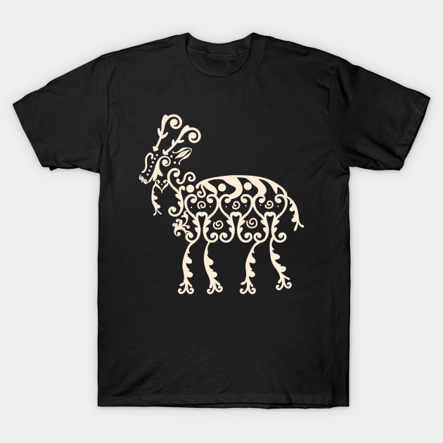 Retro Yule Goat Victorian Christmas Hygge Aesthetic Pagan Julbocken T-Shirt by retroyule